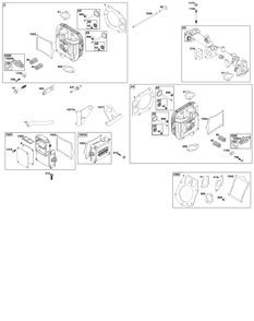 Cylinder Head Group Diagram and Parts List for 61E877-0112-J1 400000 - 699999 Briggs and Stratton Engine